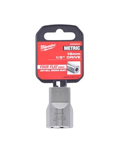Cheie tubulara 1/2 inch cromata FOUR FLAT - Milwaukee - 1/2 Drive Socket Metric Standard - 18 mm - cod 4932480016 2