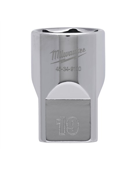 Cheie tubulara 1/2 inch cromata FOUR FLAT - Milwaukee - 1/2 Drive Socket Metric Standard - 19 mm - cod 4932480017