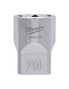 Cheie tubulara 1/2 inch cromata FOUR FLAT - Milwaukee - 1/2 Drive Socket Metric Standard - 20 mm - cod 4932480018