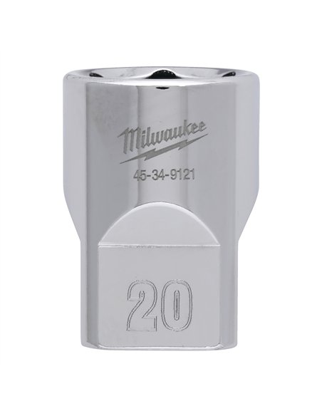 Cheie tubulara 1/2 inch cromata FOUR FLAT - Milwaukee - 1/2 Drive Socket Metric Standard - 20 mm - cod 4932480018