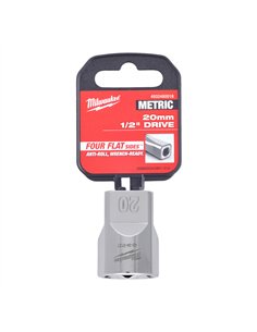 Cheie tubulara 1/2 inch cromata FOUR FLAT - Milwaukee - 1/2 Drive Socket Metric Standard - 20 mm - cod 4932480018 2