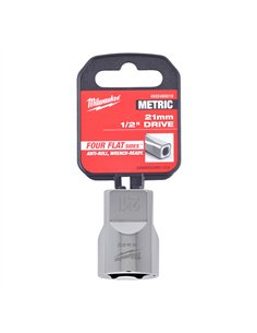 Cheie tubulara 1/2 inch cromata FOUR FLAT - Milwaukee - 1/2 Drive Socket Metric Standard - 21 mm - cod 4932480019 2