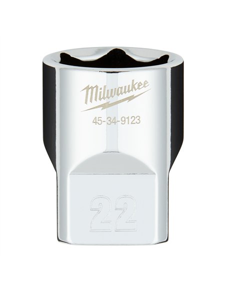 Cheie tubulara 1/2 inch cromata FOUR FLAT - Milwaukee - 1/2 Drive Socket Metric Standard - 22 mm - cod 4932480020