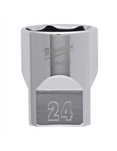 Cheie tubulara 1/2 inch cromata FOUR FLAT - Milwaukee - 1/2 Drive Socket Metric Standard - 24 mm - cod 4932480022