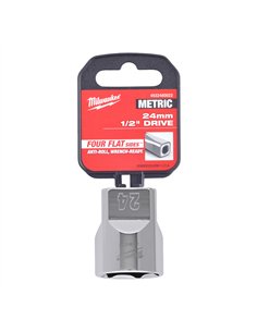 Cheie tubulara 1/2 inch cromata FOUR FLAT - Milwaukee - 1/2 Drive Socket Metric Standard - 24 mm - cod 4932480022 2