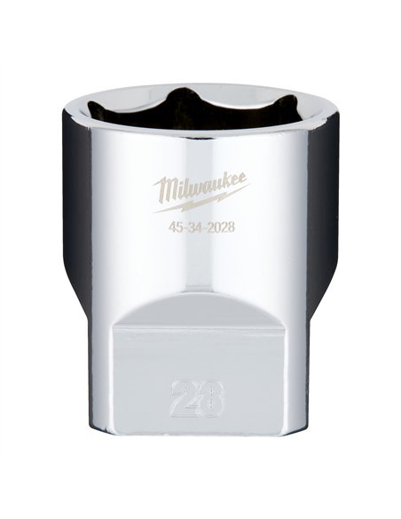 Cheie tubulara 1/2 inch cromata FOUR FLAT - Milwaukee - 1/2 Drive Socket Metric Standard - 28 mm - cod 4932480026