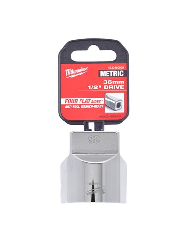 Cheie tubulara 1/2 inch cromata FOUR FLAT - Milwaukee - 1/2 Drive Socket Metric Standard - 36 mm - cod 4932480029