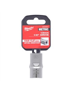 Cheie tubulara 1/2 inch cromata FOUR FLAT - Milwaukee - 1/2 Drive Socket Metric Standard - 13 mm - cod 4932480011 2