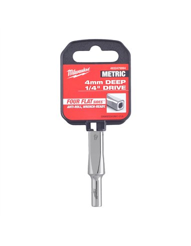 Cheie tubulara 1/4 inch cu FOUR FLAT - Milwaukee - 1/4 Drive Socket - Metric Deep - 4 mm - cod 4932479994