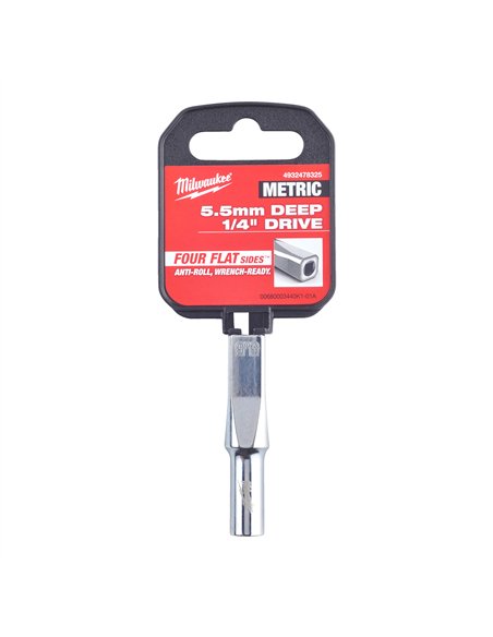 Cheie tubulara 1/4 inch cu FOUR FLAT - Milwaukee - 1/4 Drive Socket - Metric Deep - 5.5 mm - cod 4932478325