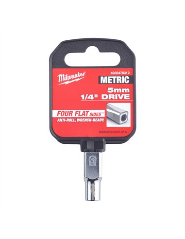 Cheie tubulara 1/4 inch cu FOUR FLAT - Milwaukee - 1/4 Drive Socket - Metric Standard - 5 mm - cod 4932478312