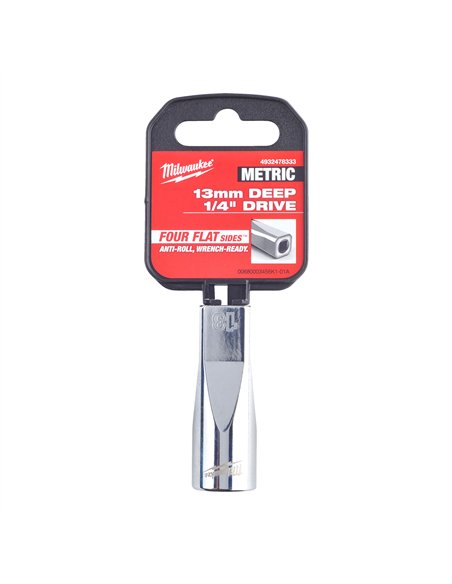 Cheie tubulara 1/4 inch cu FOUR FLAT - Milwaukee - 1/4 Drive Socket - Metric Deep - 13 mm - cod 4932478333
