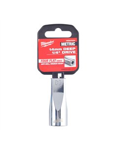 Cheie tubulara 1/4 inch cu FOUR FLAT - Milwaukee - 1/4 Drive Socket - Metric Deep - 14 mm - cod 4932478334 2