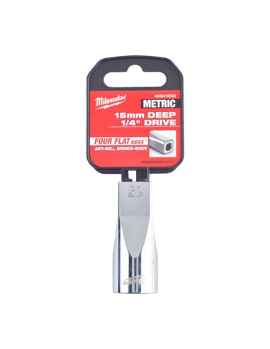 Cheie tubulara 1/4 inch cu FOUR FLAT - Milwaukee - 1/4 Drive Socket - Metric Deep - 15 mm - cod 4932478335