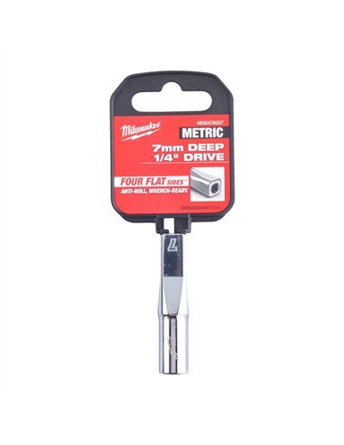Cheie tubulara 1/4 inch cu FOUR FLAT - Milwaukee - 1/4 Drive Socket - Metric Deep - 7 mm - cod 4932478327