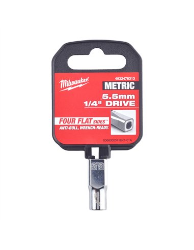 Cheie tubulara 1/4 inch cu FOUR FLAT - Milwaukee - 1/4 Drive Socket - Metric Standard - 5.5 mm - cod 4932478313