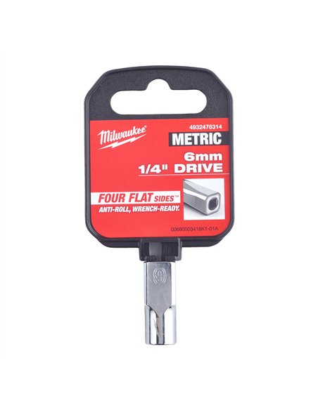 Cheie tubulara 1/4 inch cu FOUR FLAT - Milwaukee - 1/4 Drive Socket - Metric Standard - 6 mm - cod 4932478314