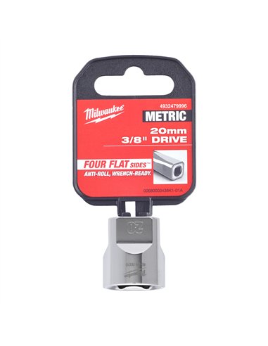 Cheie tubulara 3/8 inch - Milwaukee - 3/8 Drive Socket Metric Standard - 20 mm - cod 4932479996