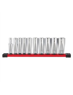 Seturi chei tubulare cromate 3/8 inch - Milwaukee - 3/8 inch Drive SAE Deep Chrome Socket Set - 10 buc - cod 4932492510