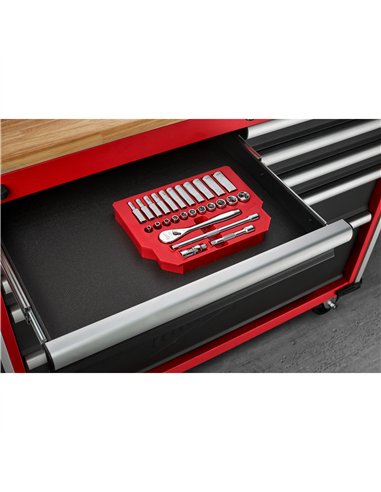 Antrenor cu clichet si chei tubulare - seturi - Milwaukee - 3/8 Drive 3 2 buc Ratchet + Socket Set Metric - cod 4932464945