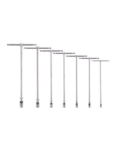 Set 7 chei cu maner in T si cap pivotant - Milwaukee - T-bar handle with swivel socket Set - 7 buc - cod 4932492674