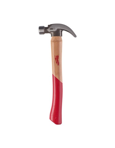 Ciocan dulgher cu gheara curbata si maner din lemn - Milwaukee - Hickory Curved Claw Hammer 16oz / 450g - cod 4932478659