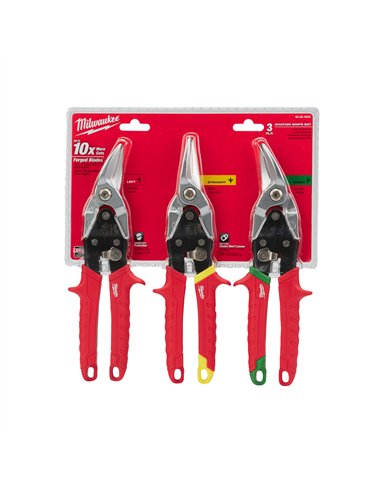 Set 3 bucati foarfeci pentru tabla - Milwaukee - Metal Snips Set - 3 buc - cod 48224533
