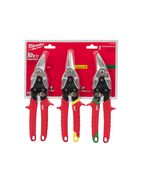 Set 3 bucati foarfeci pentru tabla - Milwaukee - Metal Snips Set - 3 buc - cod 48224533