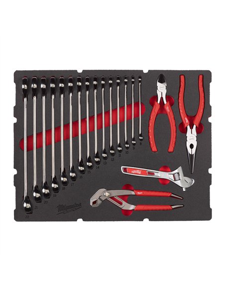 Set insertie spuma PACKOUT chei fixe si clesti MAX BITE - Milwaukee - Maxbite Combination Spanner and Plier Set Foam Insert -
