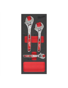 Set insertie spuma chei ajustabile - Milwaukee - Adjustable Wrench set Foam Insert - 3 buc - cod 4932492397