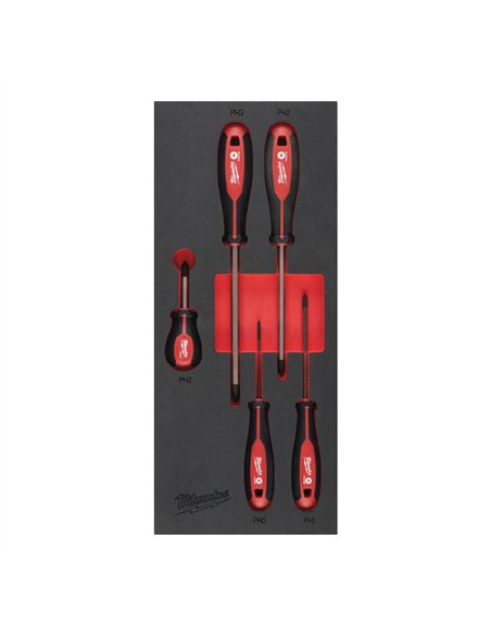 Seturi insertie spuma surubelnite Tri-Lobe - Milwaukee - Screwdriver PH Set Foam Insert - 5 buc - cod 4932492393