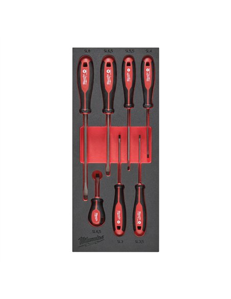 Seturi insertie spuma surubelnite Tri-Lobe - Milwaukee - Screwdriver SL Set Foam Insert - 7 buc - cod 4932492395