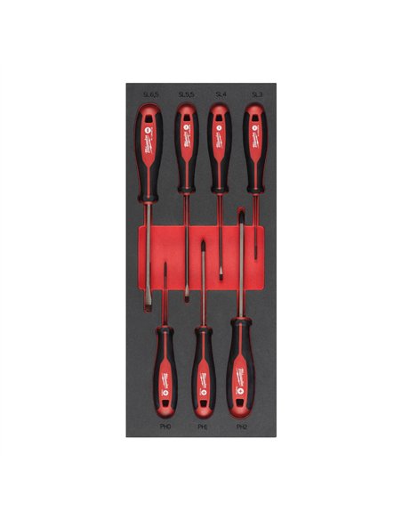 Seturi insertie spuma surubelnite Tri-Lobe - Milwaukee - Screwdriver SL & PH Set Foam Insert - 7 buc - cod 4932492394