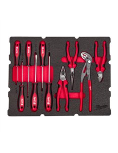 Insertie spuma PACKOUT cu 10 surubelnite si clesti - Milwaukee - 10 buc Packout Drawer Screwdriver & Plier Foam Insert Set - cod