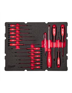Insertie spuma PACKOUT cu 17 surubelnite de precizie - Milwaukee - 1 7 buc Packout Drawer Precision Screwdriver Foam Insert Set 