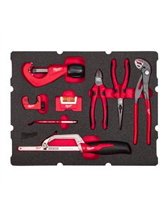 Insertie spuma PACKOUT cu 8 scule pentru instalatori - Milwaukee - 8 buc Packout Drawer Plumbing Foam Insert Set - cod 493249363