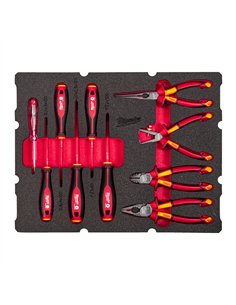 Insertie spuma PACKOUT cu 10 scule pentru electricieni - Milwaukee - 10 buc Packout Drawer Insulated Electrician Foam Insert Set