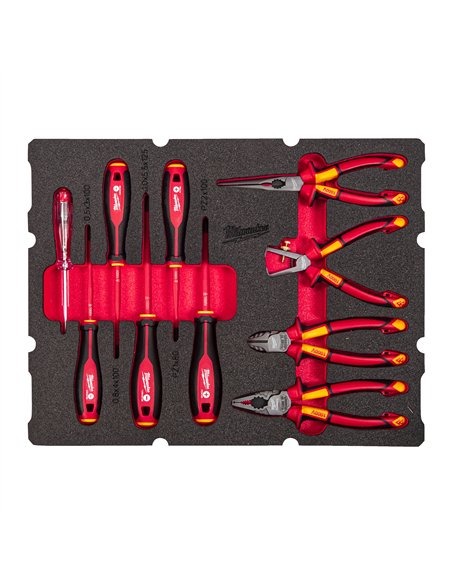 Insertie spuma PACKOUT cu 10 scule pentru electricieni - Milwaukee - 10 buc Packout Drawer Insulated Electrician Foam Insert Set