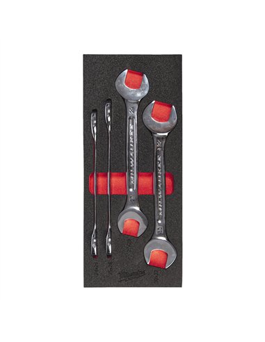 Set insertie spuma chei fixe duble - Milwaukee - 4 buc Double Open End Spanner Foam Insert Set - cod 4932493630