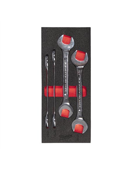 Set insertie spuma chei fixe duble - Milwaukee - 4 buc Double Open End Spanner Foam Insert Set - cod 4932493630