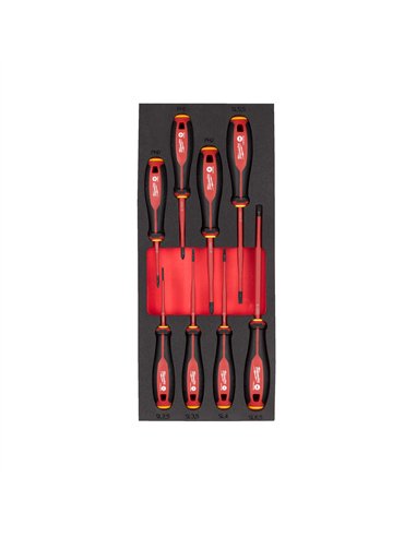 Set insertie spuma surubelnite VDE Tri-Lobe - Milwaukee - VDE Trilobe Screwdriver Set Foam Insert - 8 buc - cod 4932493249