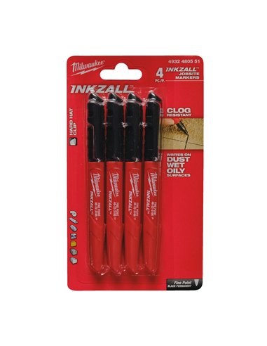 Marker INKZALL - Milwaukee - Inkzall Markers Black - 4 buc - cod 4932480551