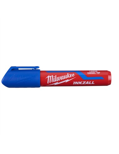 Marker INKZALL cu varf lat - Milwaukee - INKZALL Blue L Chisel Tip Marker - cod 4932471557