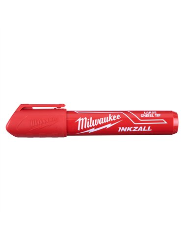 Marker INKZALL cu varf lat - Milwaukee - INKZALL Red L Chisel Tip Marker - cod 4932471556