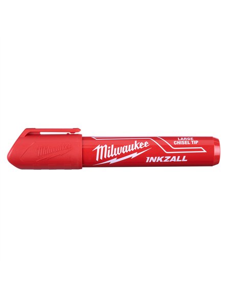 Marker INKZALL cu varf lat - Milwaukee - INKZALL Red L Chisel Tip Marker - cod 4932471556