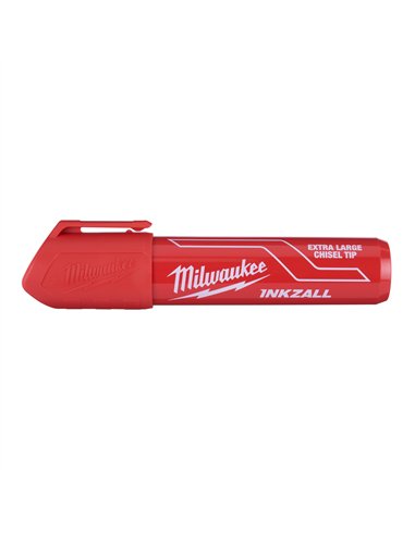 Marker INKZALL cu varf lat - Milwaukee - INKZALL Red XL Chisel Tip Marker - cod 4932471560