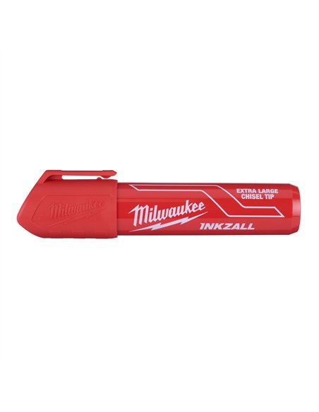 Marker INKZALL cu varf lat - Milwaukee - INKZALL Red XL Chisel Tip Marker - cod 4932471560