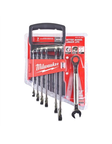 Seturi chei combinate cu clichet MAX BITE - Milwaukee - 7 buc Maxbite Ratchet Metric Combination Spanner Set - 1 buc - cod 49324